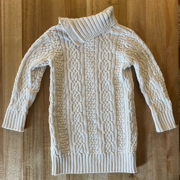 Hope & Henry Cream Knit Sweater Dress Gold Buttons, size 3 - Picture 3 of 3